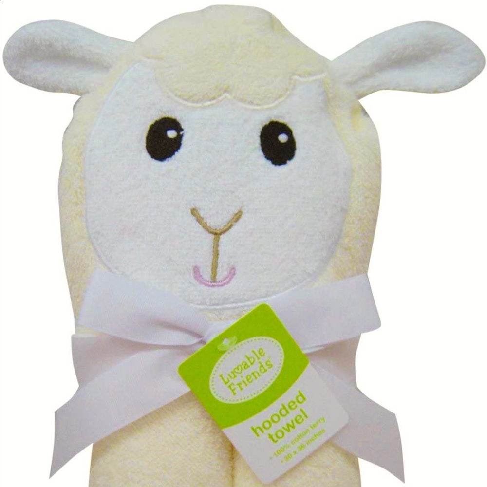 Luvable Friends Cotton Lamb Hooded Baby Towel